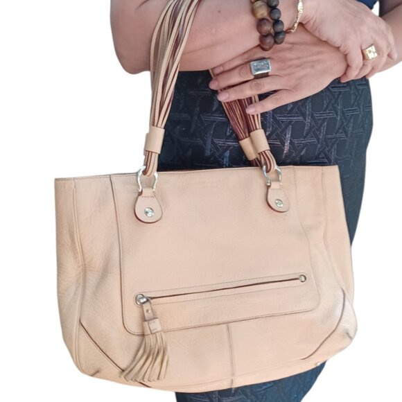Kate Spade Leather Satchal Tote Multi Strap Handles Cream Classic Basic - Picture 1 of 8